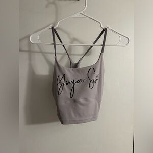 YogaSix Lilac Cursvie cropped Tank Size 6